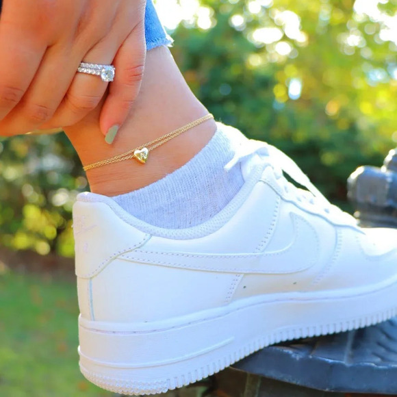 GOLD INITIAL ANKLET ❤️HEART CHARM PERSONALIZED DOUBLE LAYER DAINTY, ELDM22105A - Picture 3 of 13